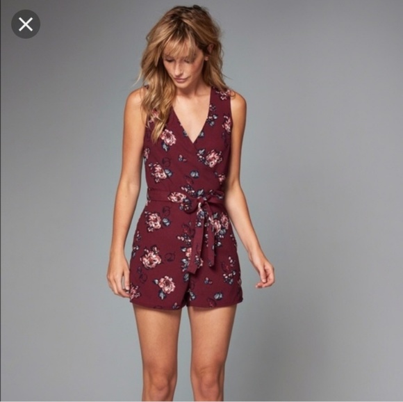 Abercrombie & Fitch Pants - Abercrombie and Fitch Maroon Floral Romper